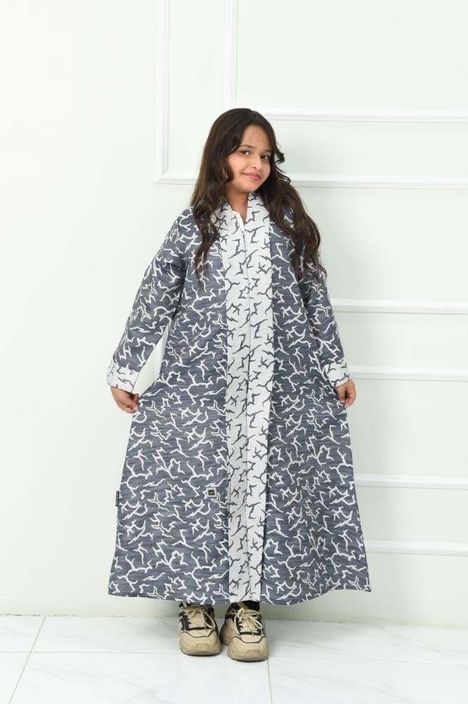 عباية جاكار بناتي بتصميم كاجوال أنيق